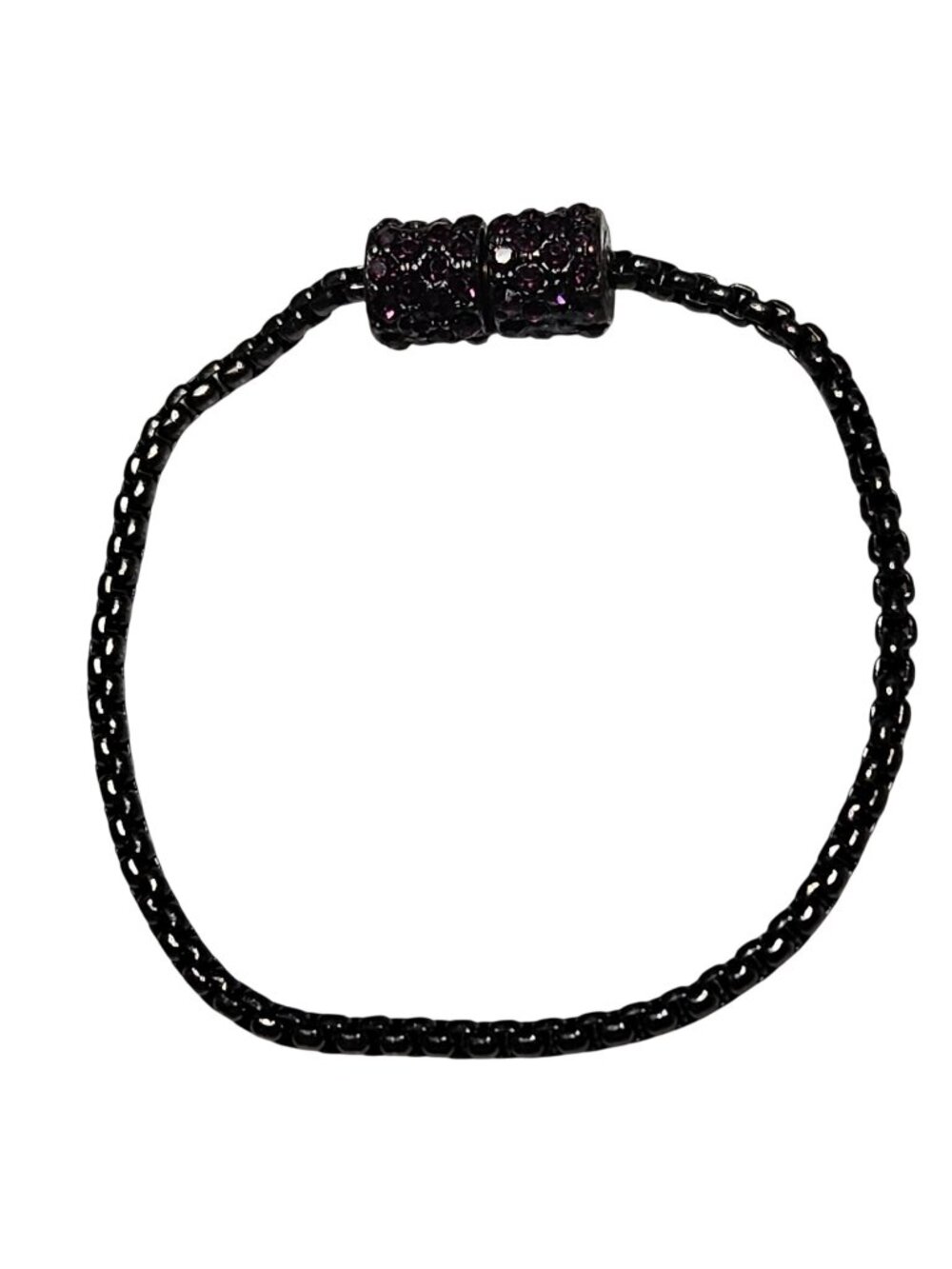 Gothic Black Chain Bracelet Purple Rhinestone Magnetic Clasp Fashion Jewelry